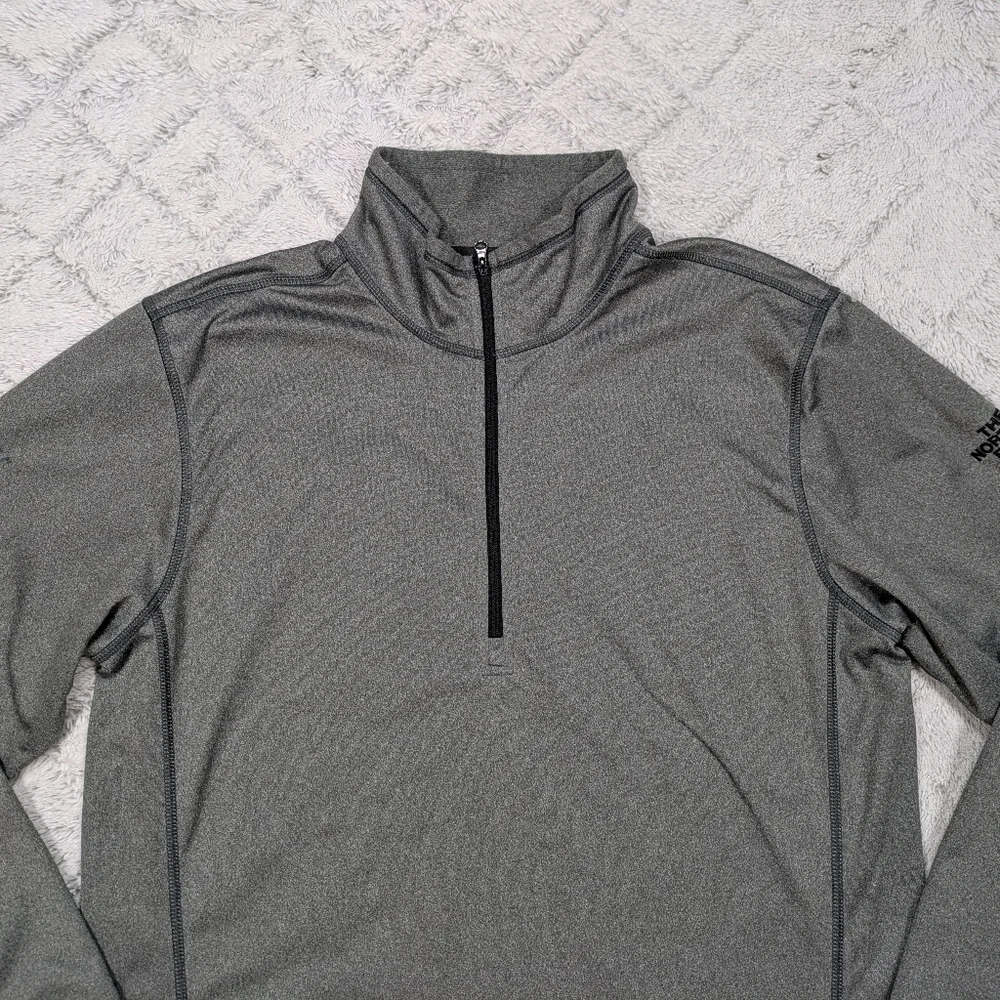 The North Face Jacket Men's L Gray Tech ¼ Zip Fleece Smooth Faced Outdoor Hike